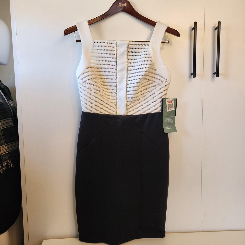 M Black & White Melrose Sleeveless Midi Dress, Size 6 Medium New with tags